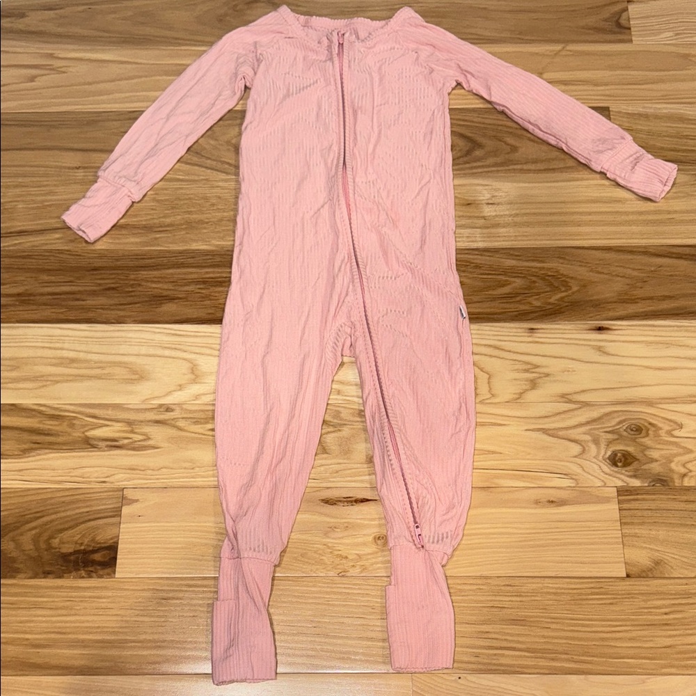 Little Sleepies Ribbed Zippy {Bubblegum}